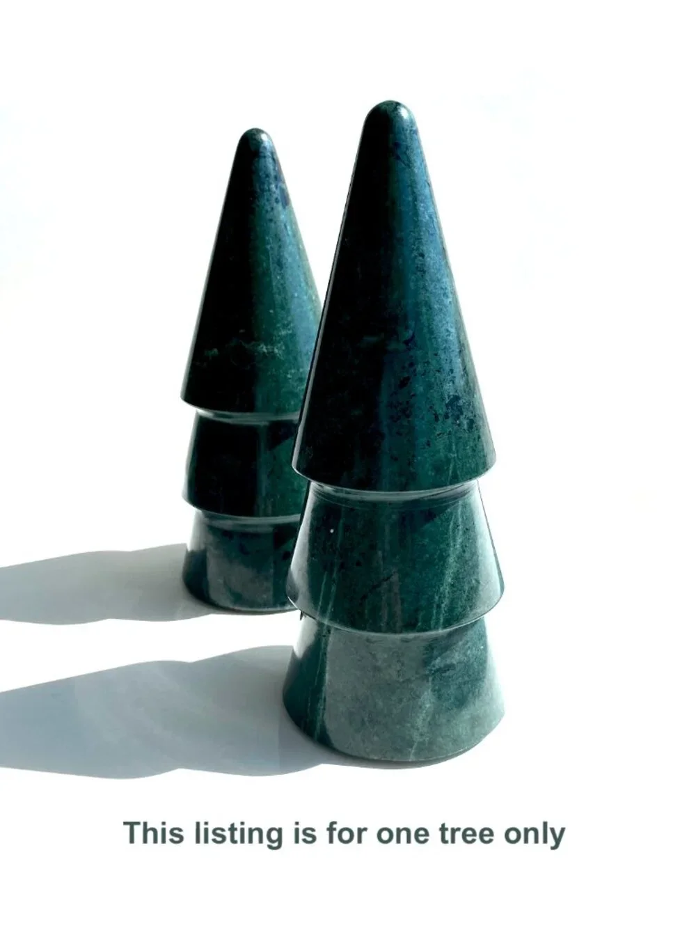 One green marble tree “B”. Modern holiday décor, from Crate & Barrel. NWT.